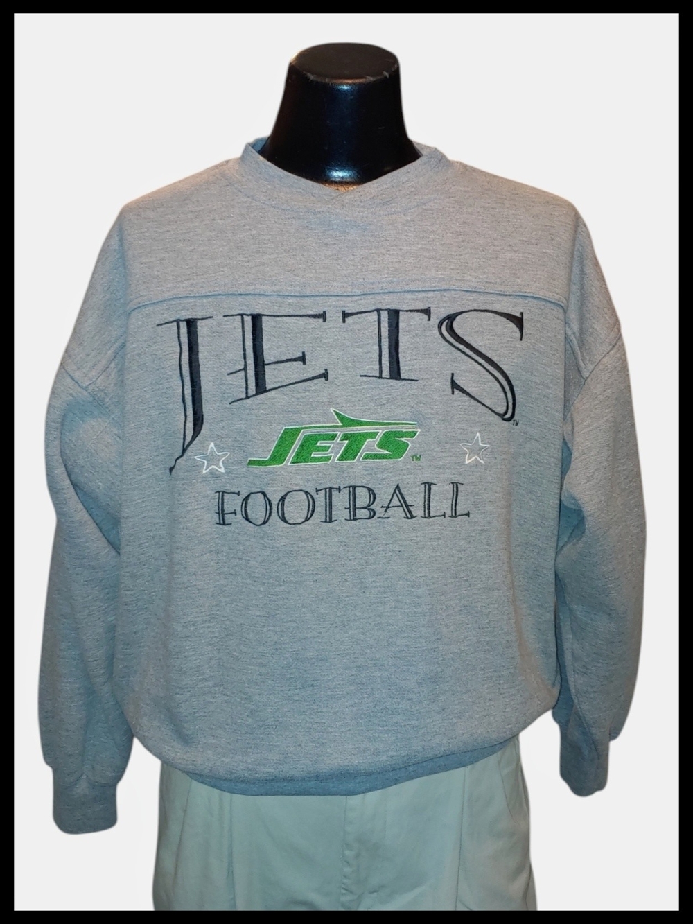Vintage NY Jets Grey Crewneck Sweatshirt - Enbroidered
